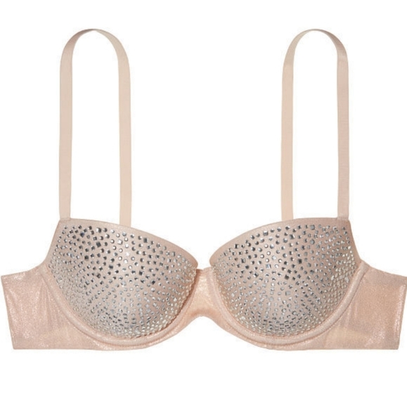 🍒NWT🍒 VS DREAM ANGELS EMBELLISHED NUDE LINED DEMI BRA - Picture 4 of 13